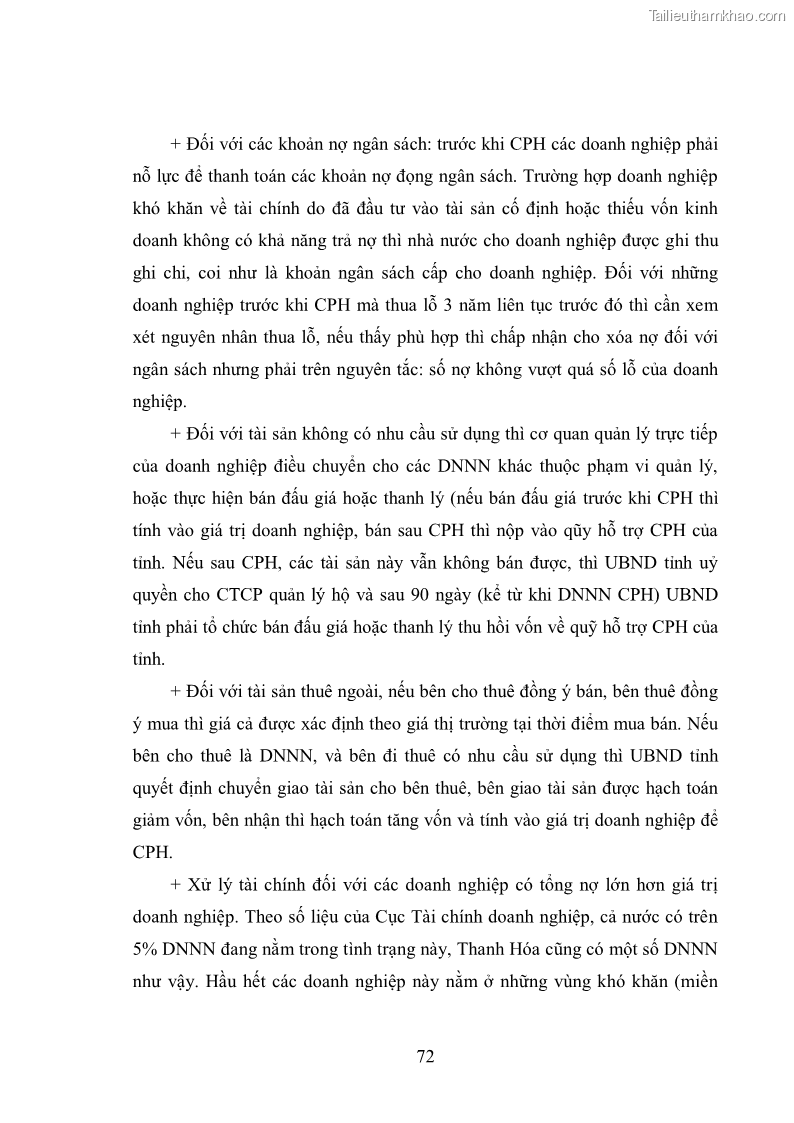 Luận văn thạc sĩ khoa học kinh tế Cổ phần hóa doanh nghiệp nhà nước của Thanh Hóa - 7 Trang 76