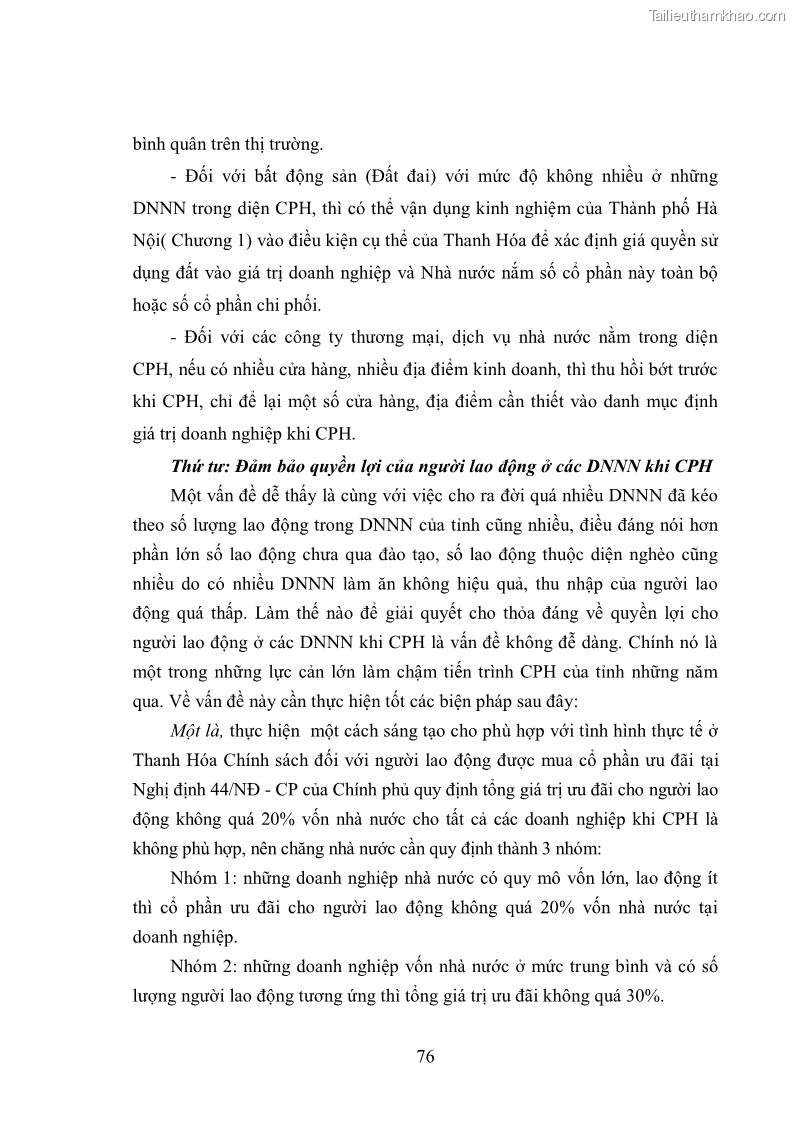 Luận văn thạc sĩ khoa học kinh tế Cổ phần hóa doanh nghiệp nhà nước của Thanh Hóa - 7 Trang 80