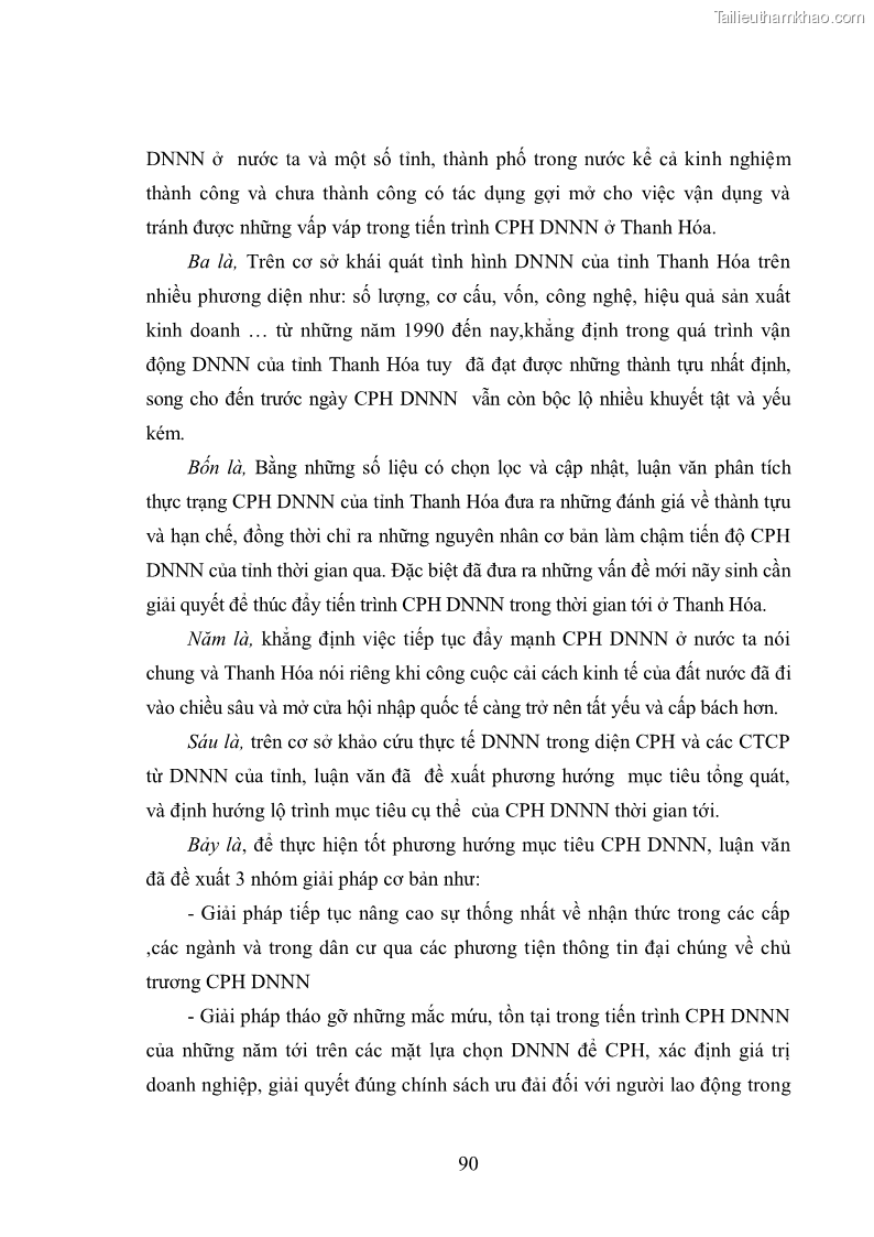 Luận văn thạc sĩ khoa học kinh tế Cổ phần hóa doanh nghiệp nhà nước của Thanh Hóa - 8 Trang 94