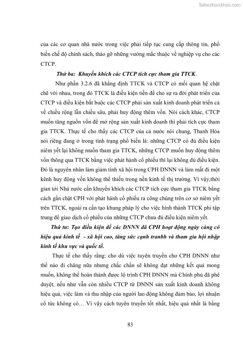Luận văn thạc sĩ khoa học kinh tế Cổ phần hóa doanh nghiệp nhà nước của Thanh Hóa - 8 Trang 87