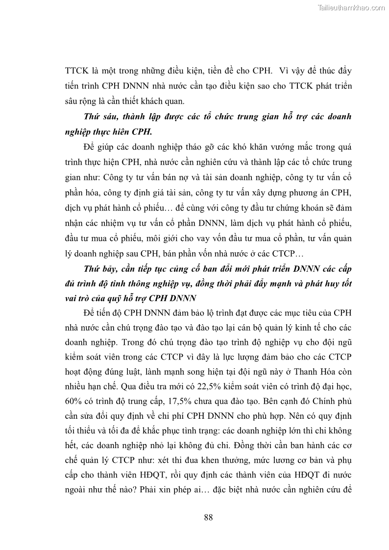 Luận văn thạc sĩ khoa học kinh tế Cổ phần hóa doanh nghiệp nhà nước của Thanh Hóa - 8 Trang 92