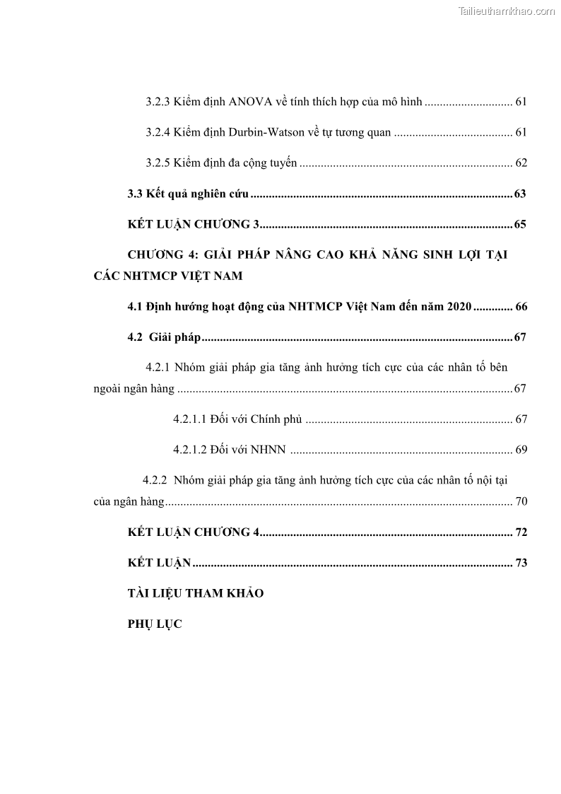 Luận văn thạc sĩ kinh tế Các nhân tố ảnh hưởng đến khả năng sinh lợi tại các ngân hàng thương mại cổ phần Việt Nam - 1 Trang 8