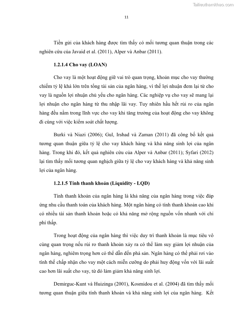 Luận văn thạc sĩ kinh tế Các nhân tố ảnh hưởng đến khả năng sinh lợi tại các ngân hàng thương mại cổ phần Việt Nam - 2 Trang 22