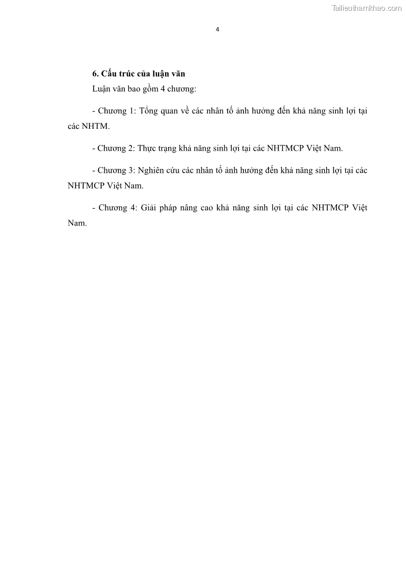 Luận văn thạc sĩ kinh tế Các nhân tố ảnh hưởng đến khả năng sinh lợi tại các ngân hàng thương mại cổ phần Việt Nam - 2 Trang 15