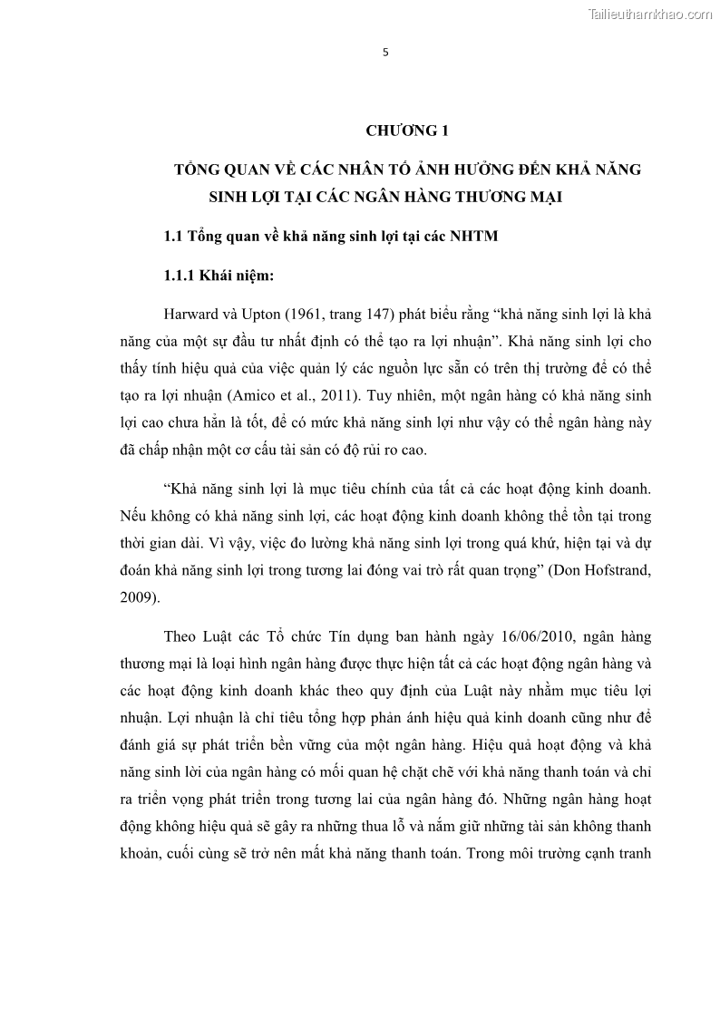 Luận văn thạc sĩ kinh tế Các nhân tố ảnh hưởng đến khả năng sinh lợi tại các ngân hàng thương mại cổ phần Việt Nam - 2 Trang 16