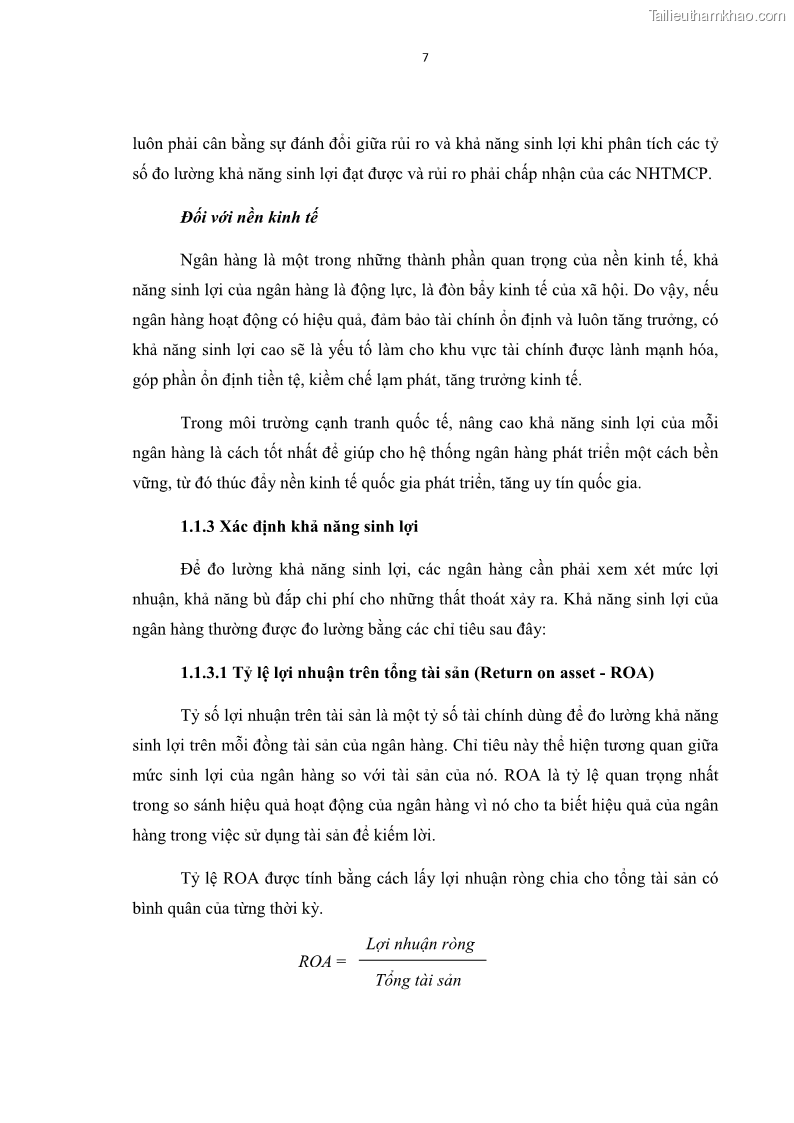 Luận văn thạc sĩ kinh tế Các nhân tố ảnh hưởng đến khả năng sinh lợi tại các ngân hàng thương mại cổ phần Việt Nam - 2 Trang 18