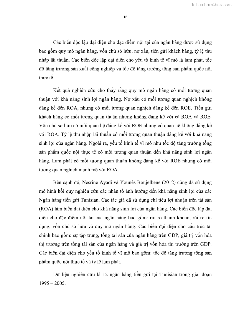 Luận văn thạc sĩ kinh tế Các nhân tố ảnh hưởng đến khả năng sinh lợi tại các ngân hàng thương mại cổ phần Việt Nam - 3 Trang 27