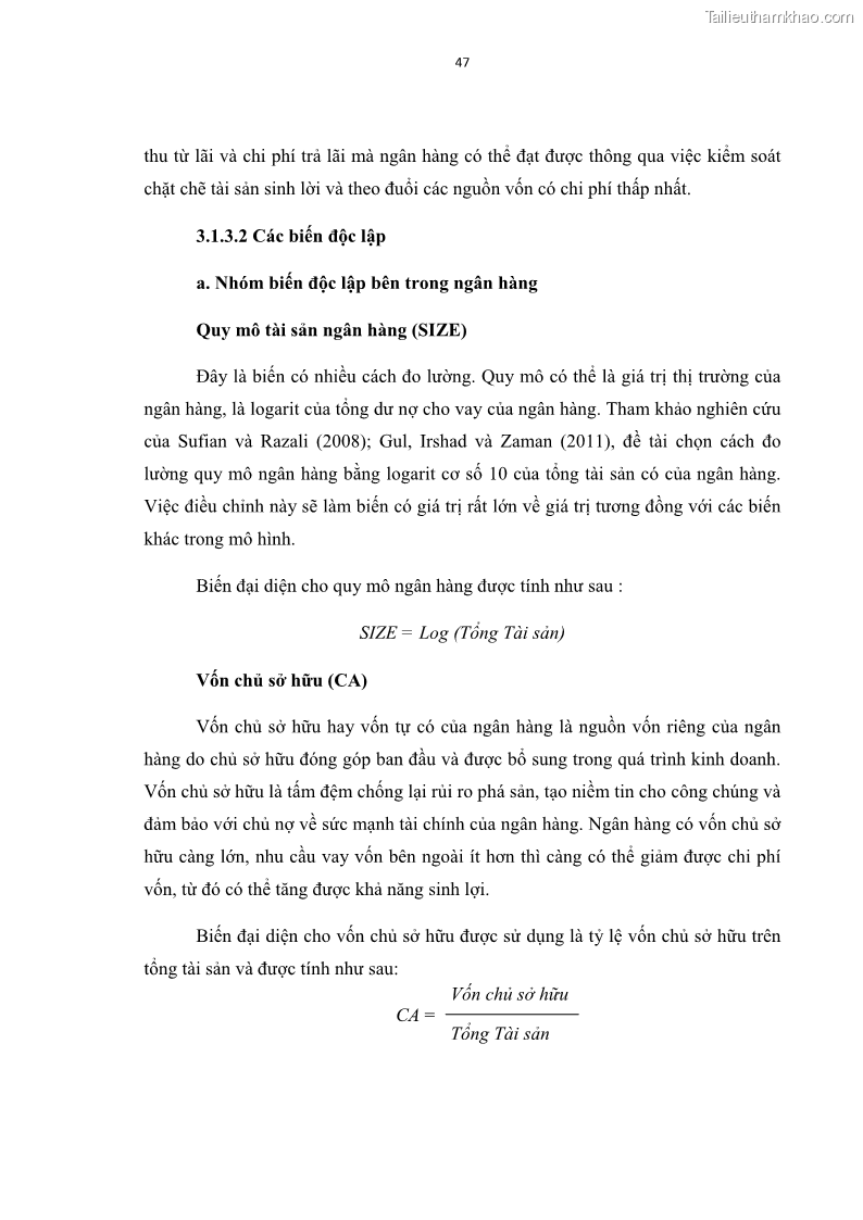 Luận văn thạc sĩ kinh tế Các nhân tố ảnh hưởng đến khả năng sinh lợi tại các ngân hàng thương mại cổ phần Việt Nam - 5 Trang 58