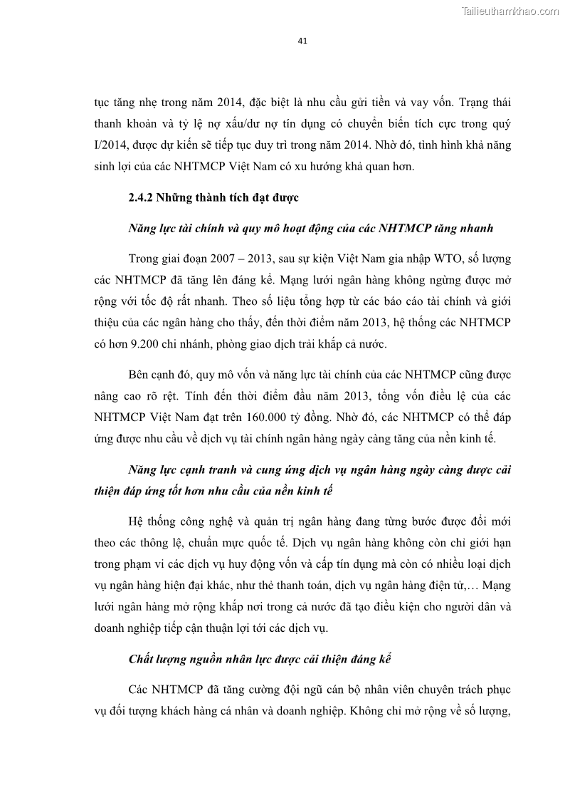 Luận văn thạc sĩ kinh tế Các nhân tố ảnh hưởng đến khả năng sinh lợi tại các ngân hàng thương mại cổ phần Việt Nam - 5 Trang 52