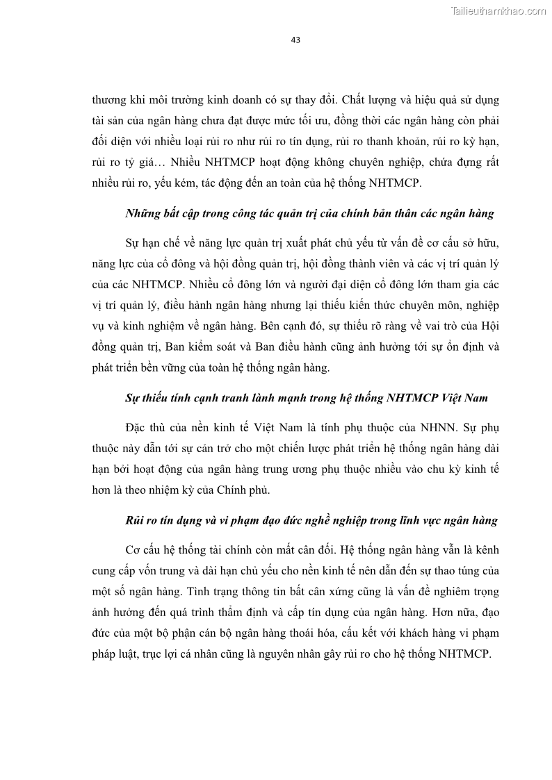 Luận văn thạc sĩ kinh tế Các nhân tố ảnh hưởng đến khả năng sinh lợi tại các ngân hàng thương mại cổ phần Việt Nam - 5 Trang 54