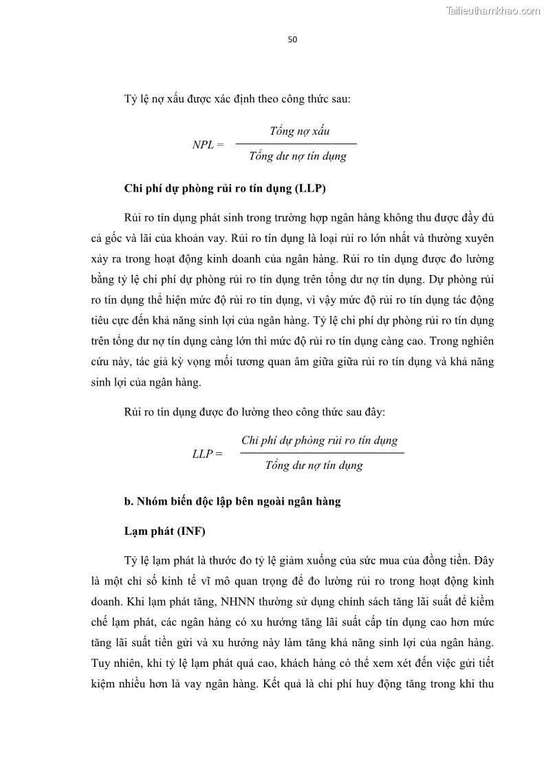 Luận văn thạc sĩ kinh tế Các nhân tố ảnh hưởng đến khả năng sinh lợi tại các ngân hàng thương mại cổ phần Việt Nam - 6 Trang 61