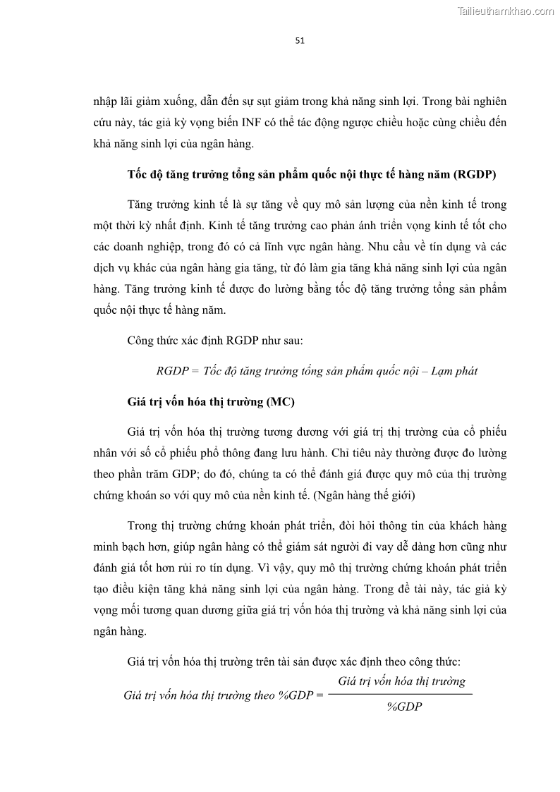 Luận văn thạc sĩ kinh tế Các nhân tố ảnh hưởng đến khả năng sinh lợi tại các ngân hàng thương mại cổ phần Việt Nam - 6 Trang 62