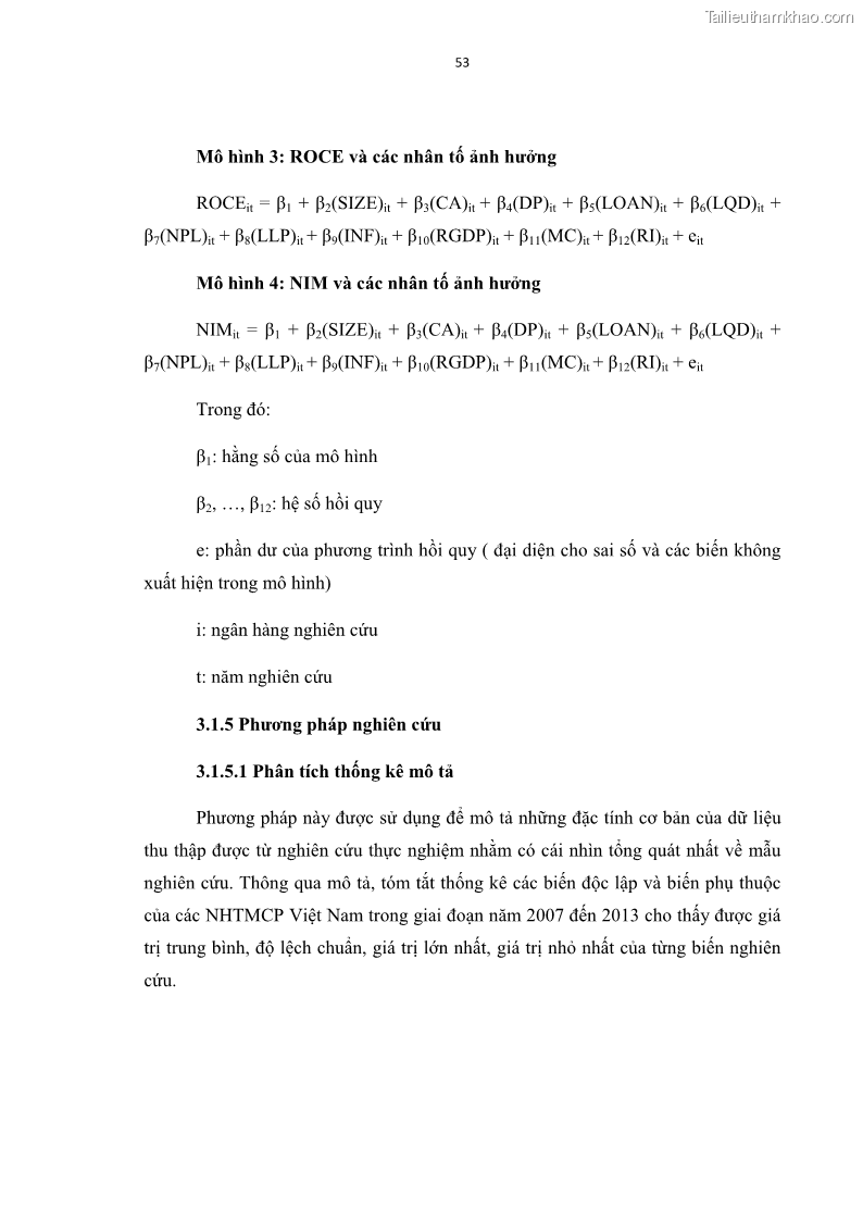 Luận văn thạc sĩ kinh tế Các nhân tố ảnh hưởng đến khả năng sinh lợi tại các ngân hàng thương mại cổ phần Việt Nam - 6 Trang 64