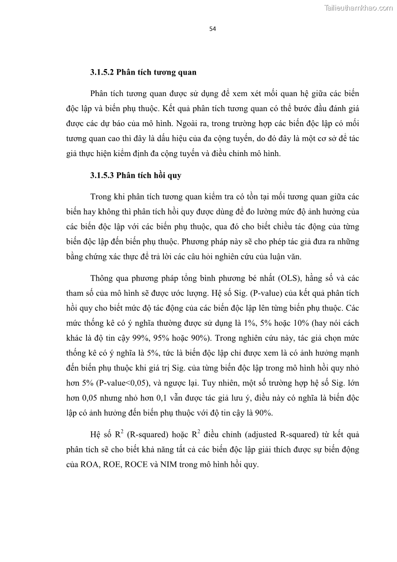 Luận văn thạc sĩ kinh tế Các nhân tố ảnh hưởng đến khả năng sinh lợi tại các ngân hàng thương mại cổ phần Việt Nam - 6 Trang 65