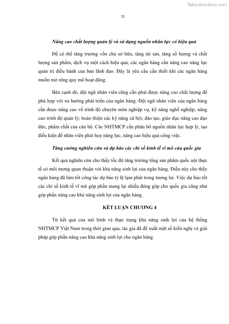 Luận văn thạc sĩ kinh tế Các nhân tố ảnh hưởng đến khả năng sinh lợi tại các ngân hàng thương mại cổ phần Việt Nam - 7 Trang 83