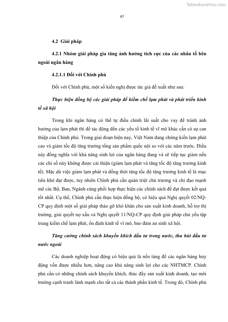 Luận văn thạc sĩ kinh tế Các nhân tố ảnh hưởng đến khả năng sinh lợi tại các ngân hàng thương mại cổ phần Việt Nam - 7 Trang 78
