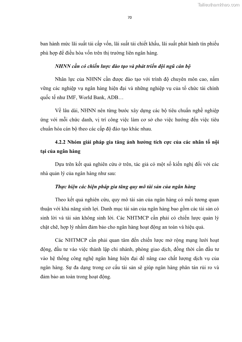 Luận văn thạc sĩ kinh tế Các nhân tố ảnh hưởng đến khả năng sinh lợi tại các ngân hàng thương mại cổ phần Việt Nam - 7 Trang 81
