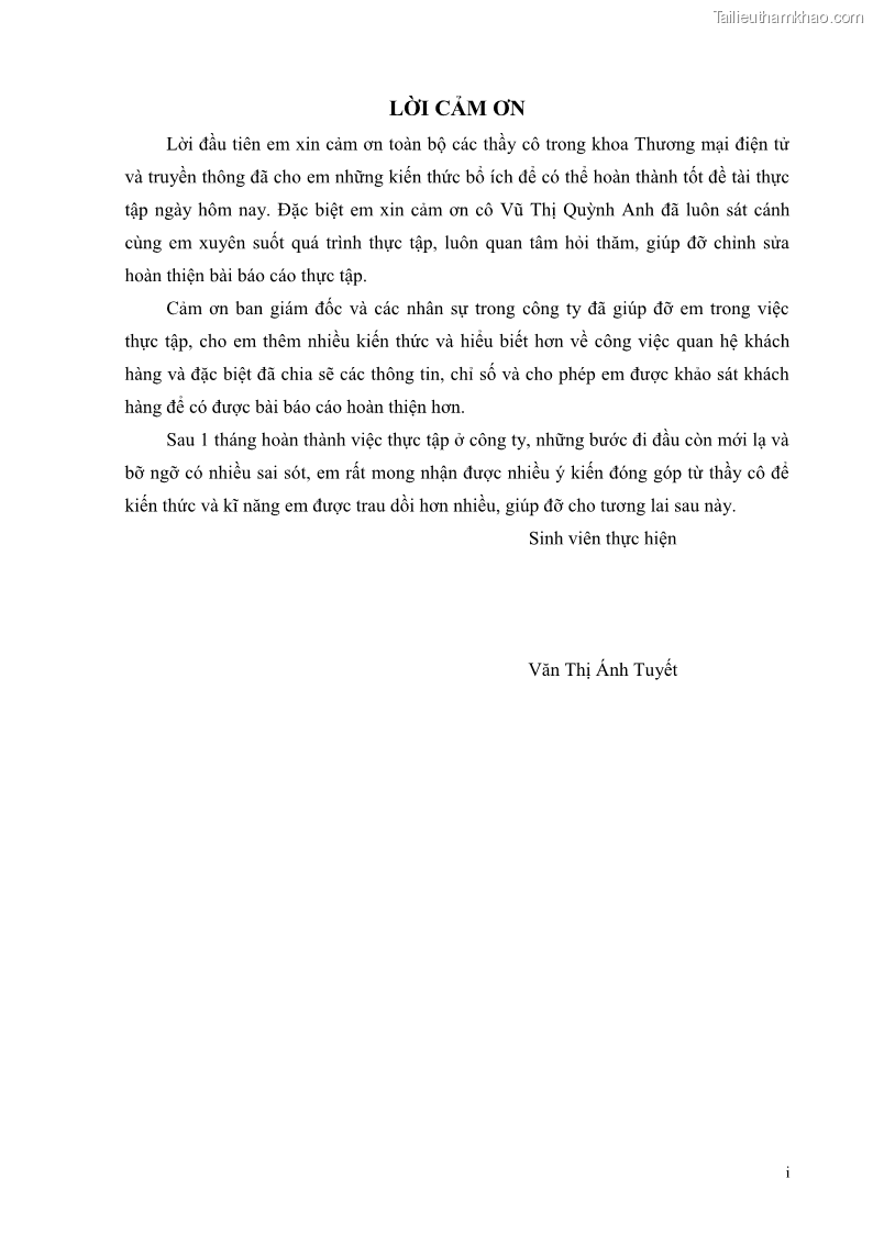 Đồ án tốt nghiệp marketing du lịch Hoàn thiện hoạt động quản trị quan hệ khách hàng của Công ty Cổ Phần Du Lịch Việt Nam VITOURS - 1 Trang 3