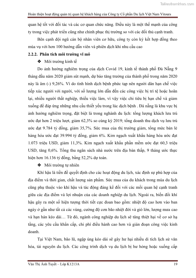 Đồ án tốt nghiệp marketing du lịch Hoàn thiện hoạt động quản trị quan hệ khách hàng của Công ty Cổ Phần Du Lịch Việt Nam VITOURS - 2 Trang 24