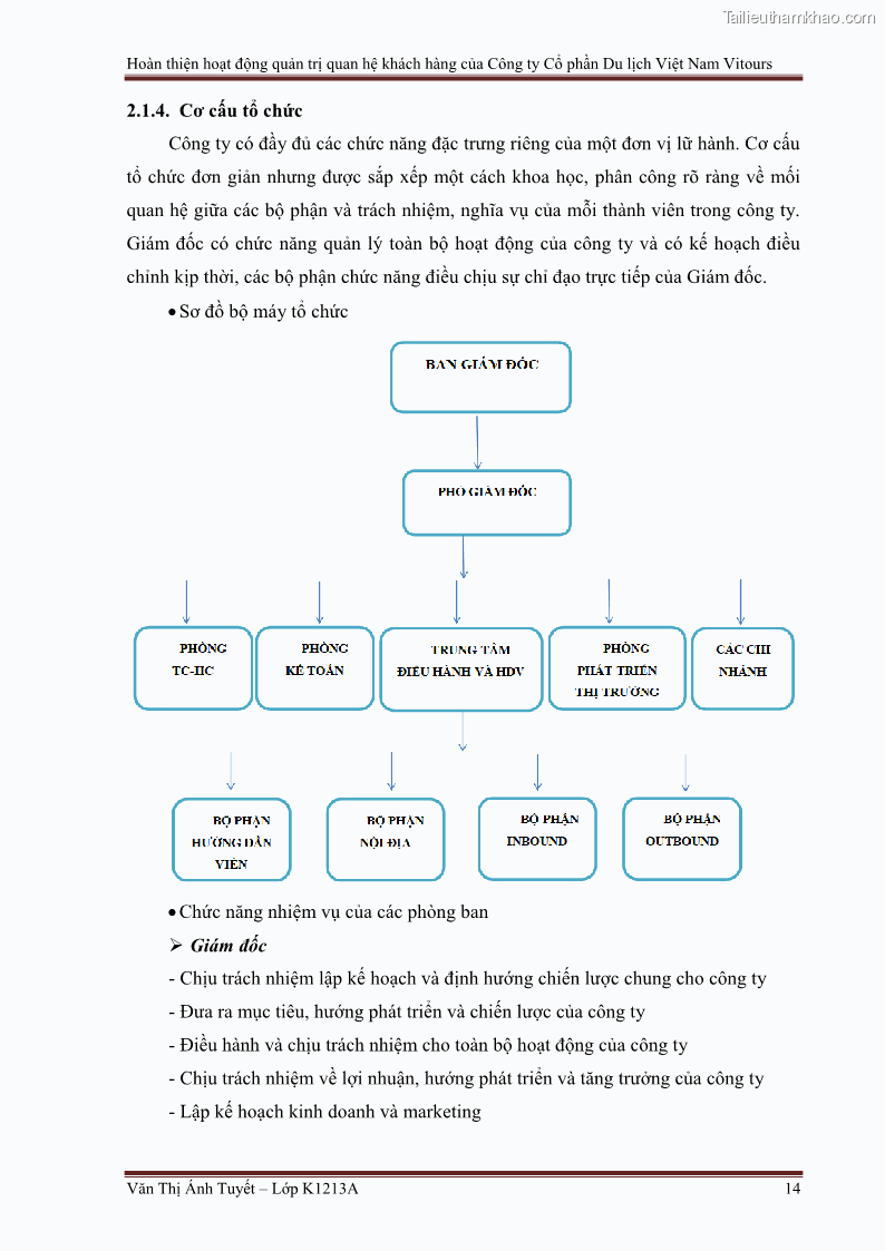 Đồ án tốt nghiệp marketing du lịch Hoàn thiện hoạt động quản trị quan hệ khách hàng của Công ty Cổ Phần Du Lịch Việt Nam VITOURS - 2 Trang 19