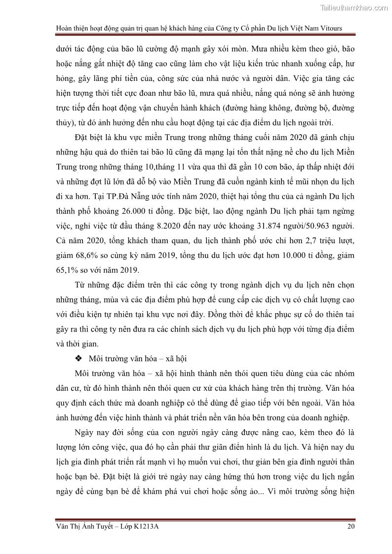 Đồ án tốt nghiệp marketing du lịch Hoàn thiện hoạt động quản trị quan hệ khách hàng của Công ty Cổ Phần Du Lịch Việt Nam VITOURS - 3 Trang 25