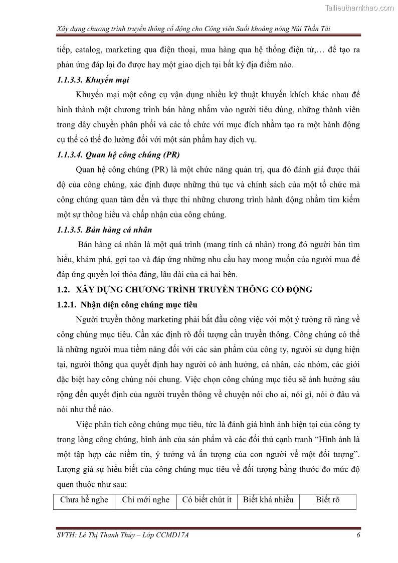 Đồ án tốt nghiệp marketing du lịch Xây dựng chương trình truyền thông cổ động cho công viên suối khoáng nóng Núi Thần Tài - 2 Trang 16