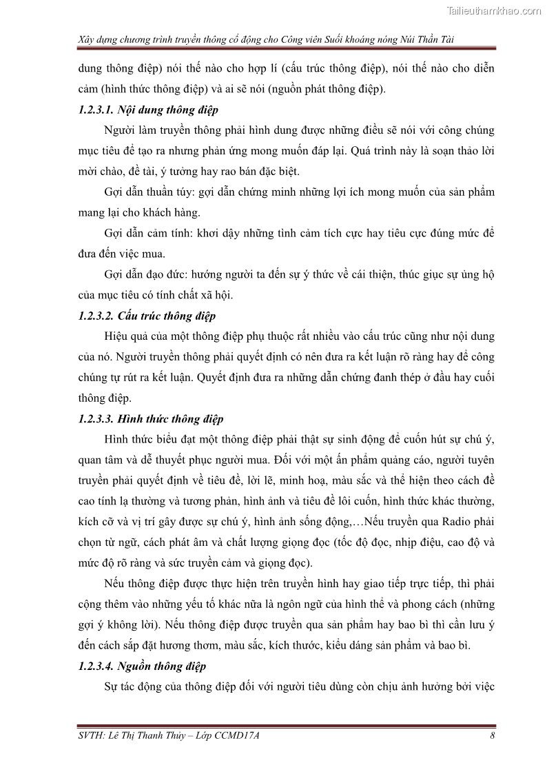 Đồ án tốt nghiệp marketing du lịch Xây dựng chương trình truyền thông cổ động cho công viên suối khoáng nóng Núi Thần Tài - 2 Trang 18