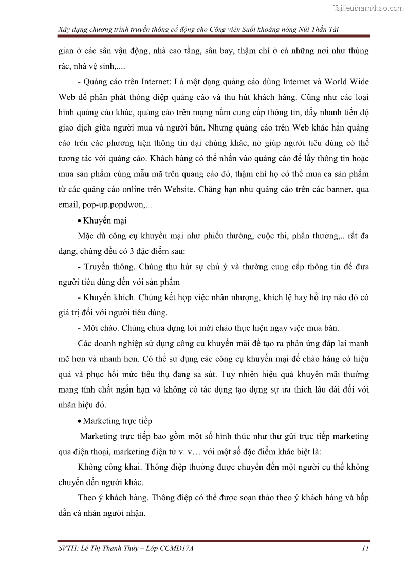 Đồ án tốt nghiệp marketing du lịch Xây dựng chương trình truyền thông cổ động cho công viên suối khoáng nóng Núi Thần Tài - 2 Trang 21