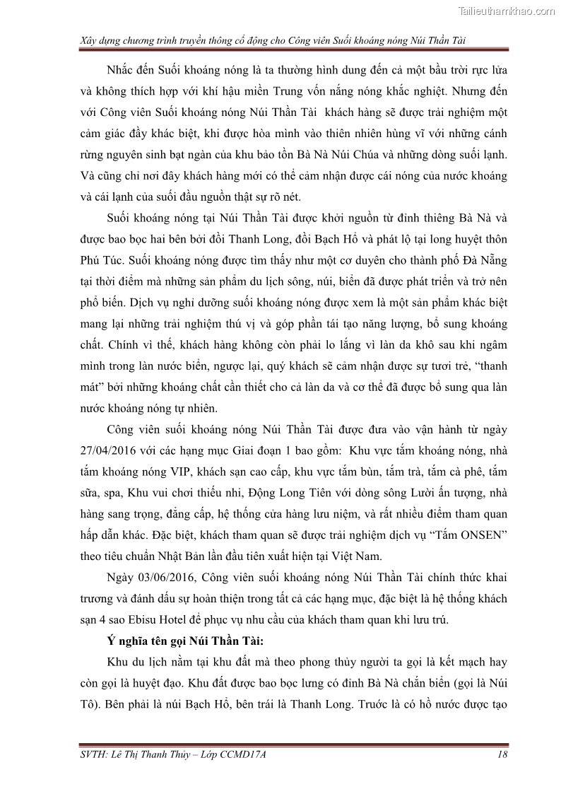 Đồ án tốt nghiệp marketing du lịch Xây dựng chương trình truyền thông cổ động cho công viên suối khoáng nóng Núi Thần Tài - 3 Trang 28