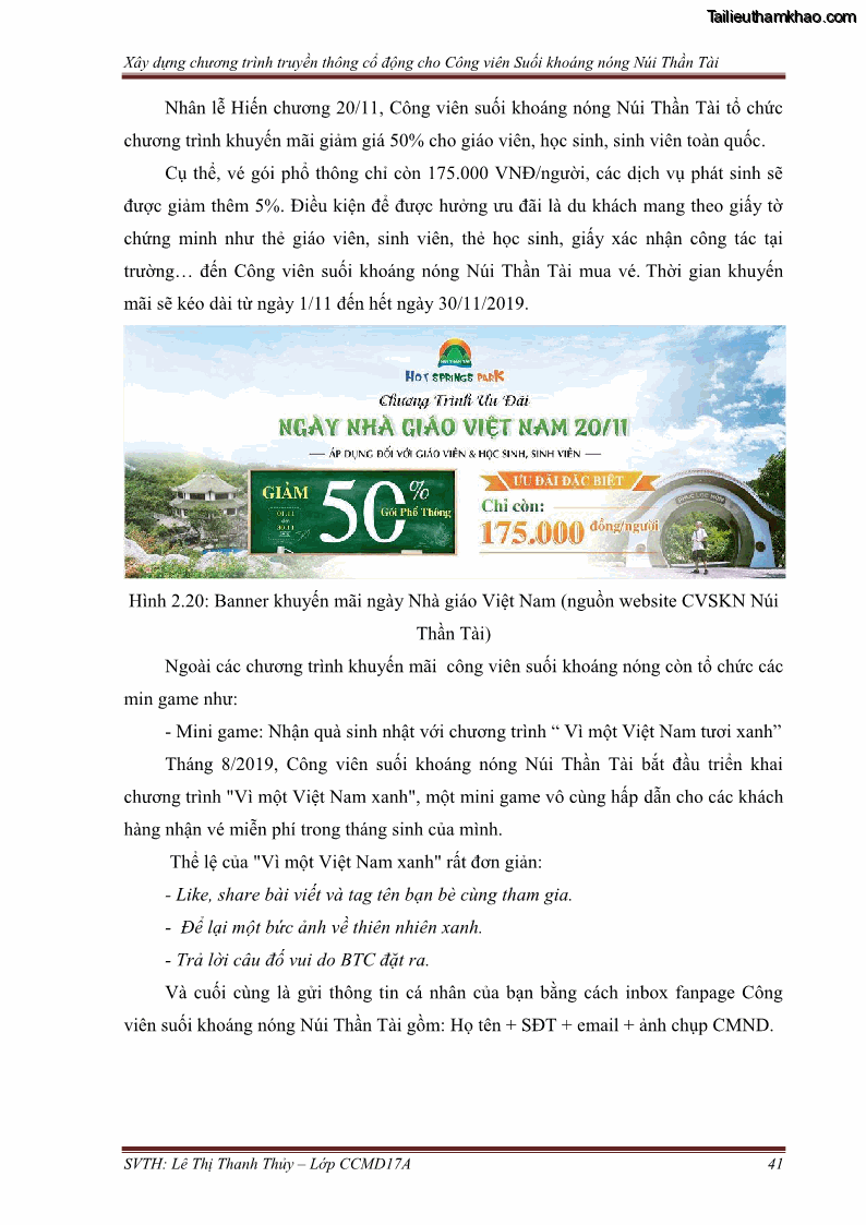 Đồ án tốt nghiệp marketing du lịch Xây dựng chương trình truyền thông cổ động cho công viên suối khoáng nóng Núi Thần Tài - 5 Trang 51