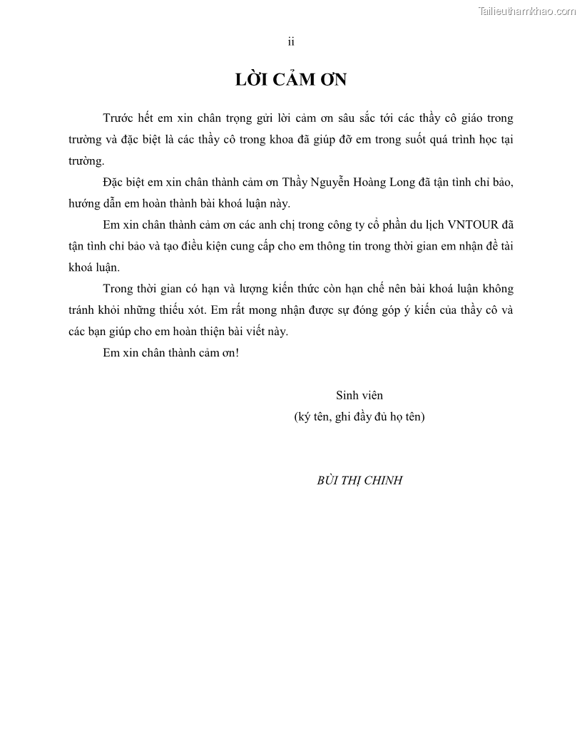 Khóa luận tốt nghiệp Giải pháp nhằm nâng cao hiệu quả kinh doanh lữ hành nội địa tại Công ty cổ phần du lịch VNTOUR - 1 Trang 3