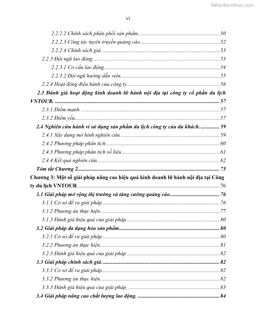 Khóa luận tốt nghiệp Giải pháp nhằm nâng cao hiệu quả kinh doanh lữ hành nội địa tại Công ty cổ phần du lịch VNTOUR - 1 Trang 7