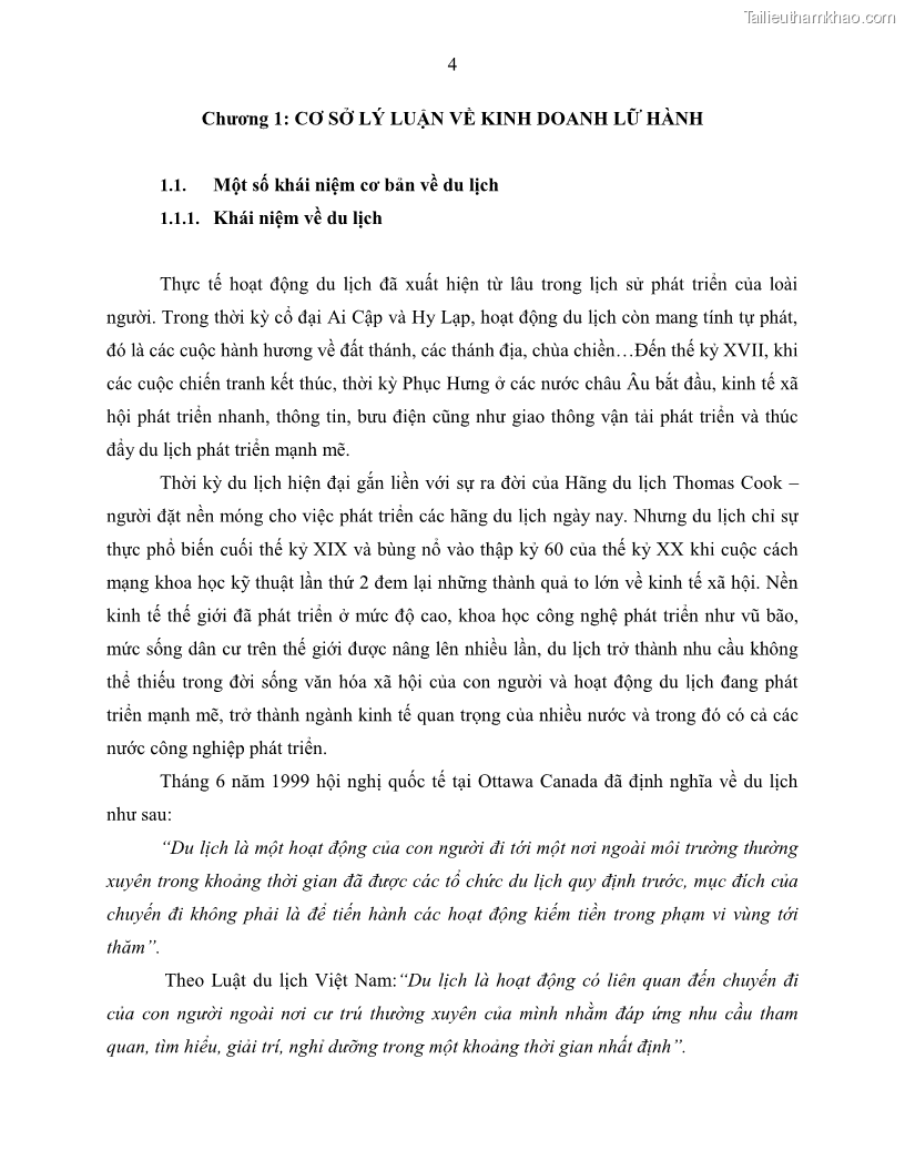 Khóa luận tốt nghiệp Giải pháp nhằm nâng cao hiệu quả kinh doanh lữ hành nội địa tại Công ty cổ phần du lịch VNTOUR - 2 Trang 14