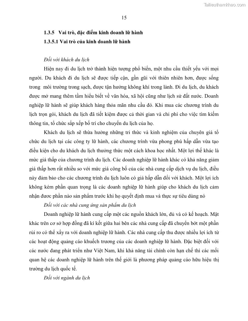Khóa luận tốt nghiệp Giải pháp nhằm nâng cao hiệu quả kinh doanh lữ hành nội địa tại Công ty cổ phần du lịch VNTOUR - 3 Trang 25