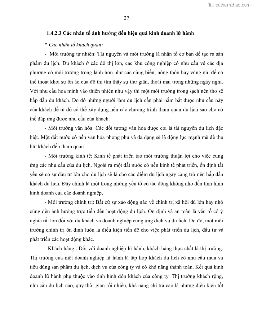 Khóa luận tốt nghiệp Giải pháp nhằm nâng cao hiệu quả kinh doanh lữ hành nội địa tại Công ty cổ phần du lịch VNTOUR - 4 Trang 37
