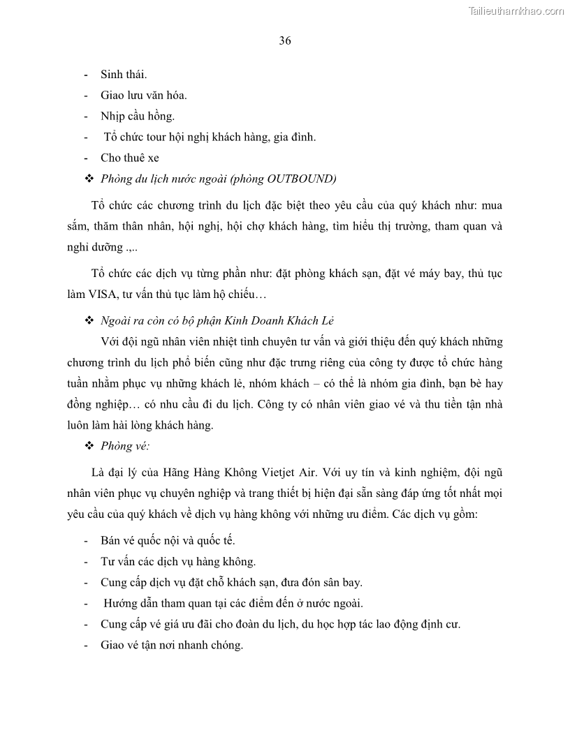 Khóa luận tốt nghiệp Giải pháp nhằm nâng cao hiệu quả kinh doanh lữ hành nội địa tại Công ty cổ phần du lịch VNTOUR - 4 Trang 46
