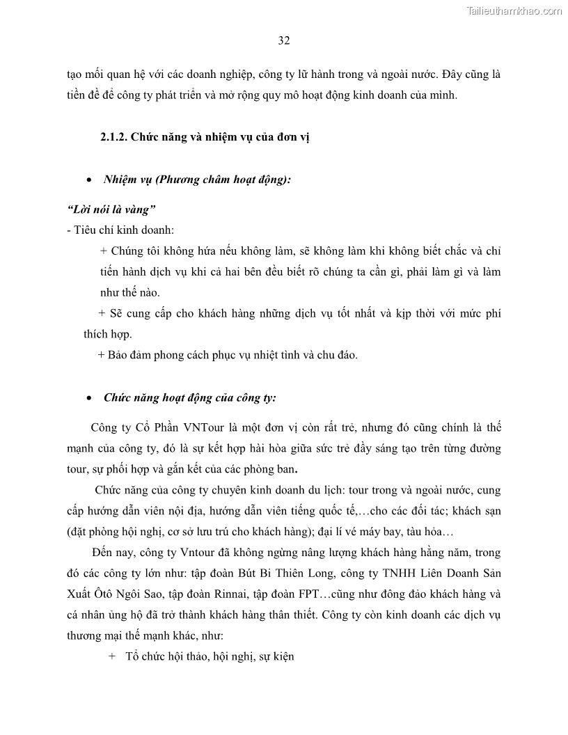 Khóa luận tốt nghiệp Giải pháp nhằm nâng cao hiệu quả kinh doanh lữ hành nội địa tại Công ty cổ phần du lịch VNTOUR - 4 Trang 42