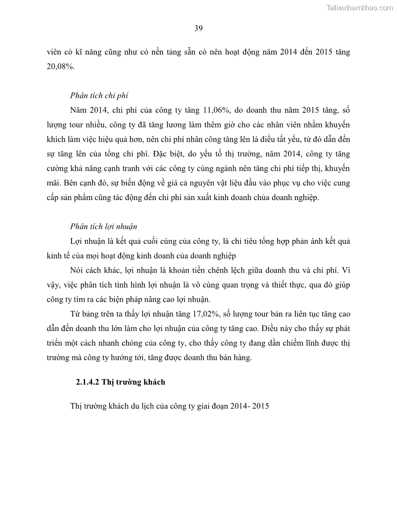 Khóa luận tốt nghiệp Giải pháp nhằm nâng cao hiệu quả kinh doanh lữ hành nội địa tại Công ty cổ phần du lịch VNTOUR - 5 Trang 49