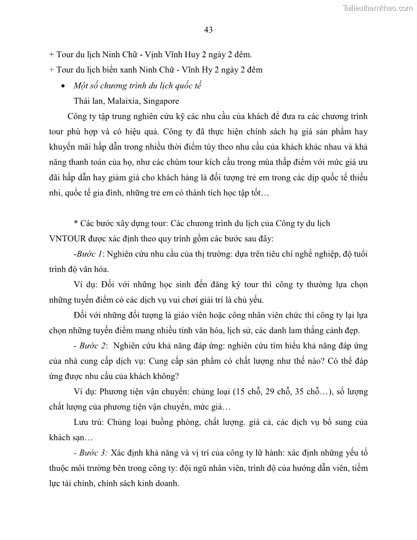 Khóa luận tốt nghiệp Giải pháp nhằm nâng cao hiệu quả kinh doanh lữ hành nội địa tại Công ty cổ phần du lịch VNTOUR - 5 Trang 53