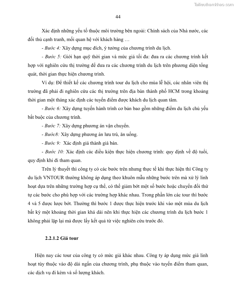 Khóa luận tốt nghiệp Giải pháp nhằm nâng cao hiệu quả kinh doanh lữ hành nội địa tại Công ty cổ phần du lịch VNTOUR - 5 Trang 54