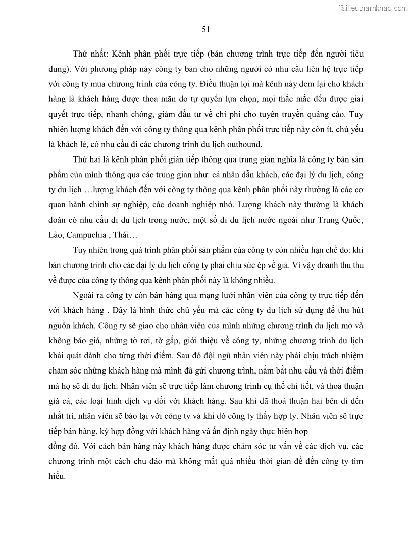 Khóa luận tốt nghiệp Giải pháp nhằm nâng cao hiệu quả kinh doanh lữ hành nội địa tại Công ty cổ phần du lịch VNTOUR - 6 Trang 61