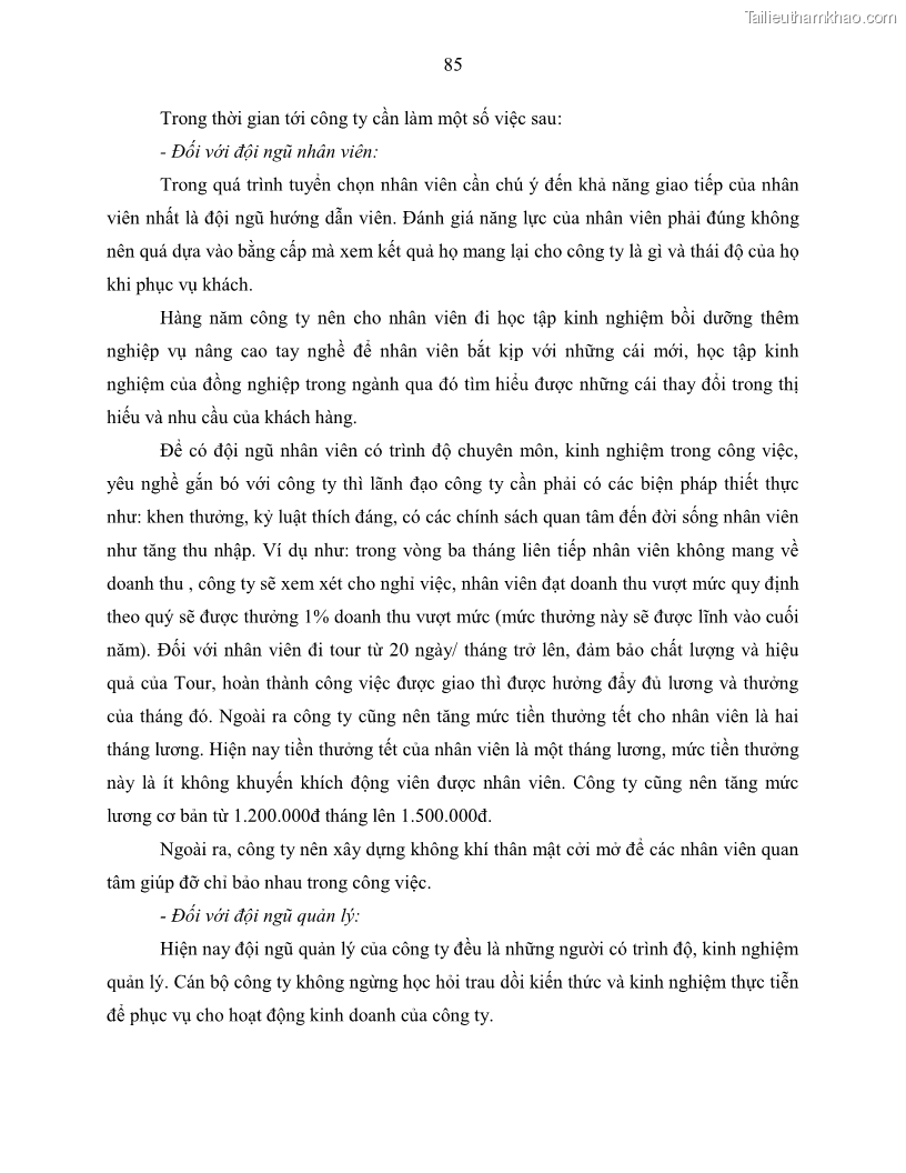 Khóa luận tốt nghiệp Giải pháp nhằm nâng cao hiệu quả kinh doanh lữ hành nội địa tại Công ty cổ phần du lịch VNTOUR - 8 Trang 95
