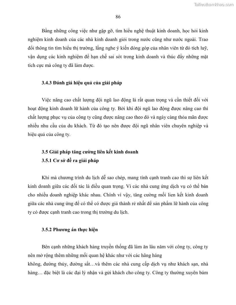 Khóa luận tốt nghiệp Giải pháp nhằm nâng cao hiệu quả kinh doanh lữ hành nội địa tại Công ty cổ phần du lịch VNTOUR - 8 Trang 96