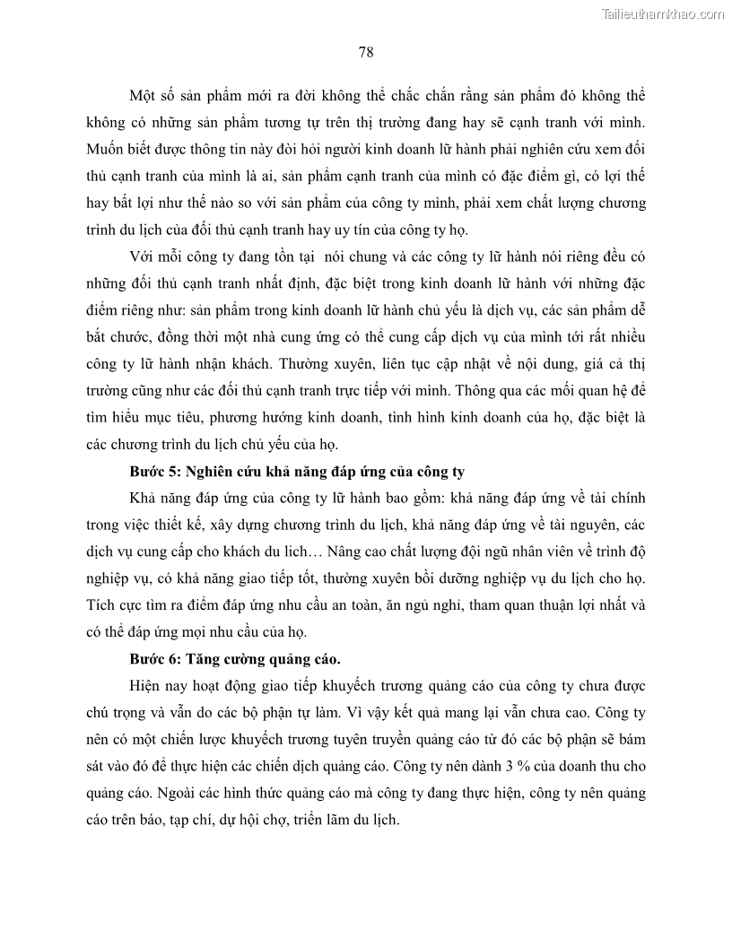 Khóa luận tốt nghiệp Giải pháp nhằm nâng cao hiệu quả kinh doanh lữ hành nội địa tại Công ty cổ phần du lịch VNTOUR - 8 Trang 88