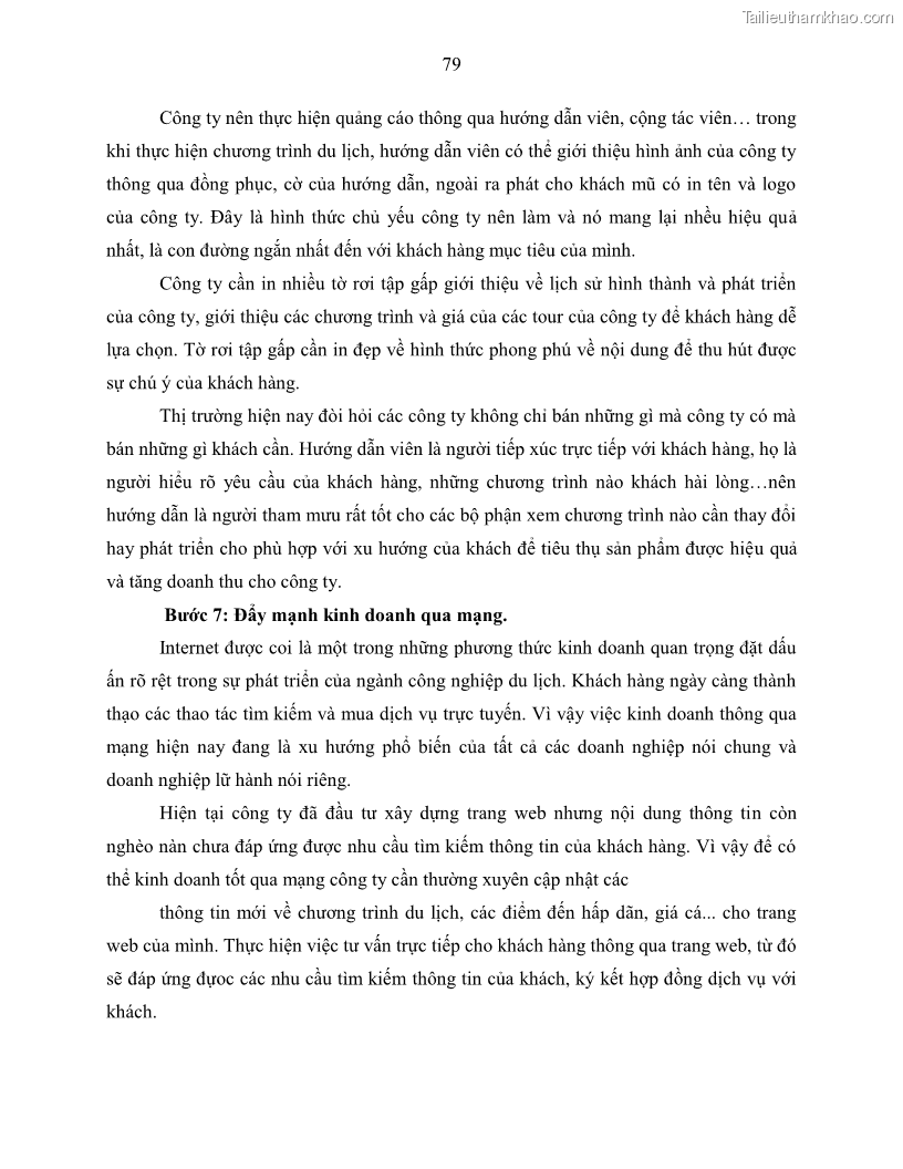Khóa luận tốt nghiệp Giải pháp nhằm nâng cao hiệu quả kinh doanh lữ hành nội địa tại Công ty cổ phần du lịch VNTOUR - 8 Trang 89