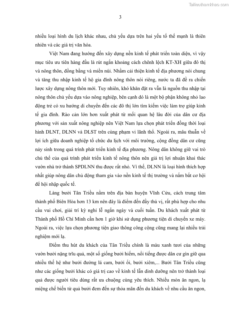 Luận văn thạc sĩ địa lý học Phát triển du lịch nông nghiệp ở huyện Vĩnh Cửu, tỉnh Đồng Nai theo hướng bền vững - Trường hợp làng bưởi Tân Triều - 1 Trang 12