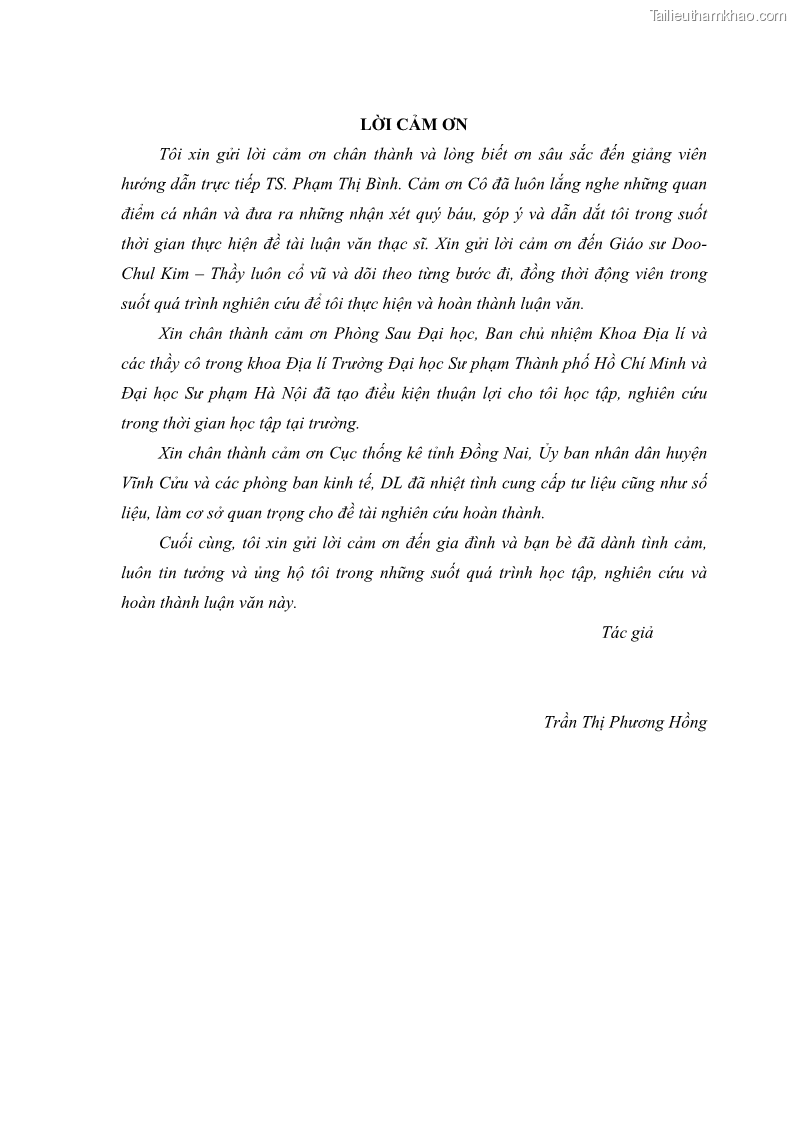 Luận văn thạc sĩ địa lý học Phát triển du lịch nông nghiệp ở huyện Vĩnh Cửu, tỉnh Đồng Nai theo hướng bền vững - Trường hợp làng bưởi Tân Triều - 1 Trang 4