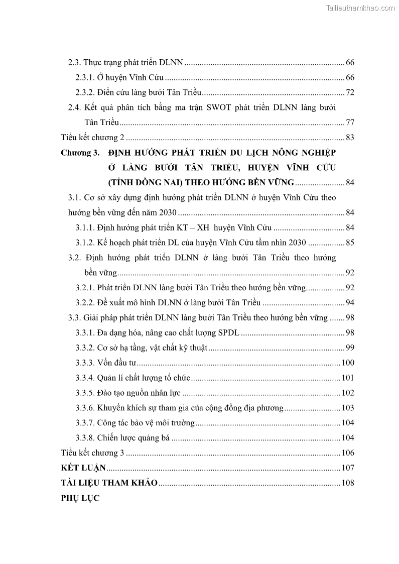 Luận văn thạc sĩ địa lý học Phát triển du lịch nông nghiệp ở huyện Vĩnh Cửu, tỉnh Đồng Nai theo hướng bền vững - Trường hợp làng bưởi Tân Triều - 1 Trang 6