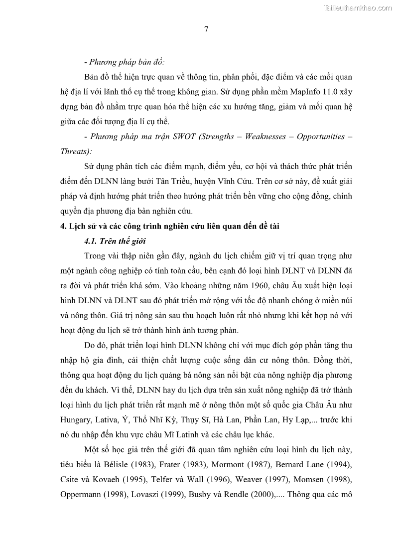 Luận văn thạc sĩ địa lý học Phát triển du lịch nông nghiệp ở huyện Vĩnh Cửu, tỉnh Đồng Nai theo hướng bền vững - Trường hợp làng bưởi Tân Triều - 2 Trang 16
