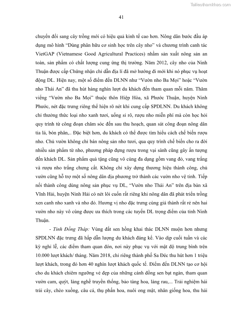Luận văn thạc sĩ địa lý học Phát triển du lịch nông nghiệp ở huyện Vĩnh Cửu, tỉnh Đồng Nai theo hướng bền vững - Trường hợp làng bưởi Tân Triều - 5 Trang 50